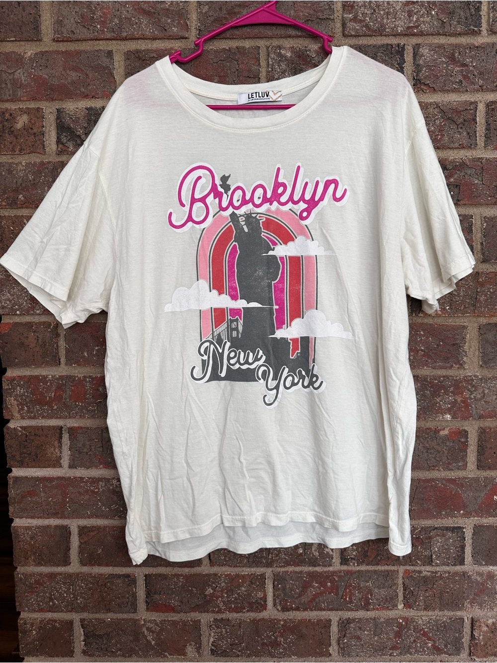 LETLUV for Anthropologie Brooklyn New York Graphic Tee XL Retro Statue Liberty